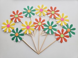 12 Pieces -Daisy Party Picks, Cupcake Toppers, Birthday Party, Wedding Party - £8.54 GBP