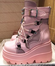 Demonia Shaker60 Baby Pink Platform Boots Adorable Size 7 PO NV - £66.84 GBP