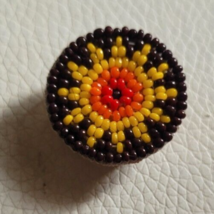 Vintage Beaded Button Cover Sun Sunflower Accessory Decorative Fancy Chu... - $9.99