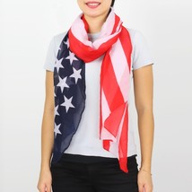American Americana Patriotic USA Flag Scarf Red White Blue - £11.87 GBP