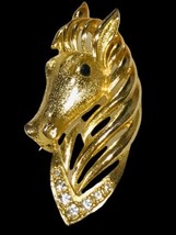  Rare Vtg Estate Horse Head Signed Gerrys Rhinestone Gold Figural Brooch Pin - £15.73 GBP