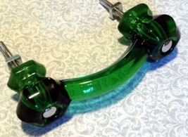 Set of 4 Emerald Green Glass Cabinet Pulls Drawer Handles Vintage Style - £31.16 GBP