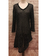 RISONA TOMO Sheer Mesh Knit Speckled Asymmetrical Long Tunic Sweater  Wo... - £62.14 GBP
