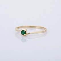 Natural 3Ct Round Cut Green Emerald 14K Rose Gold Plated Ring, Gift for her - £66.52 GBP