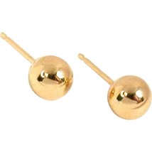 2 14K Yellow Gold 5mm Ball Stud Earrings Piercing Jewelry - $19.36