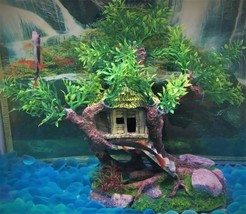 Enchanting Tree House Resin Aquarium Decor - 19.5x27x12cm - Aquatic Wond... - £27.10 GBP