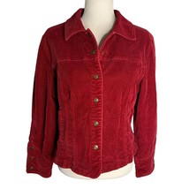 Vintage Y2K AMI Corduroy Denim Jacket M Red Button Up Pockets Collar Str... - £32.67 GBP