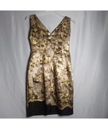 Tahari Women&#39;s Dress Gold/Brown Metallic Floral Sleeveless Sheath Knee L... - £48.64 GBP