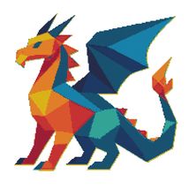 Dragon made of colored geometric shapes - Cross Stitch Pattern PDF  - $5.00