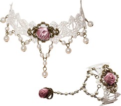 Lace Choker and Bracelet Ring Set - £21.24 GBP