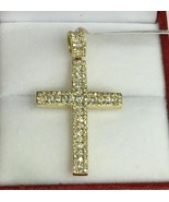 2Ct Coupe Ronde Moissanite Pendentif Croix 14K or Jaune Plaqué Sans Chaîne - $123.08