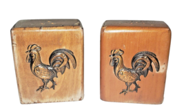 Wooden Salt Pepper Victor Goldman Vg Japan Shakers Wood Copper Metal Rooster - £15.63 GBP