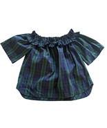 Vineyard Vines Womens Plaid Off-The-Shoulder Top S Cotton/Nylon Blend Bl... - $15.93