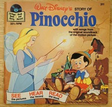 Vintage 311 Walt Disney Story of Pinocchio Book &amp; Record Songs From The ... - £10.16 GBP