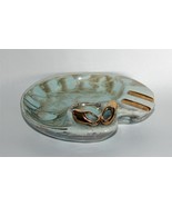 Vtg Handpainted DELFTS Holland Gold Clogs Aqua Grey Swirl Ceramic Ashtray - $28.99