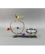 Gary Rosenthal Mixed Metal Apple &amp; Glass Honey Bowl Dish With Spoon Judaica - £135.89 GBP