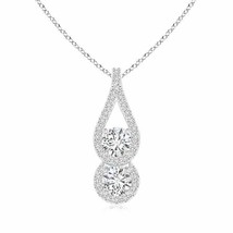 ANGARA Two Stone Diamond Drop Pendant Necklace in 14K Gold (HSI2, 0.53 Ctw) - £980.58 GBP