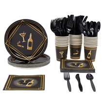 144 Piece Roaring 20S Disposable Dinnerware Set For 1920S Theme Party, Serves 24 - £31.70 GBP