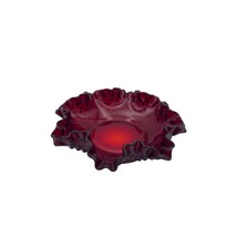 Fenton Glass Ruby Red Hobnail Ruffled Candy Dish 8 in - £21.79 GBP