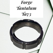 Men&#39;s Forge Tantalum Ta73 Rare Metal Size 10 Grooved Wedding Band Dark Silver -  - £109.01 GBP