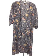 NWT LuLaRoe Small White Navy Blue Gold Orange Leaves Shirley Long Sheer ... - $41.57