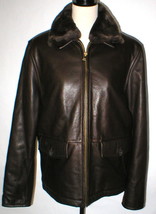 New Mens M Wilsons Leather Jacket Coat Dark Brown Removable Fur Collar Lined  - £222.65 GBP
