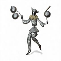 VINTAGE POLCINI MOVABLE GOLD TONE HARLEQUIN CLOWN PENDANT NECKLACE - €171,85 EUR