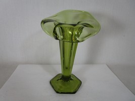 Westmoreland Glass Green Jack in Pulpit Vase Made in USA 1970s 6.5 inch - $19.79