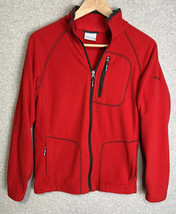Columbia Red Fleece Jacket Youth Unisex Size Large Full Zip Pockets - £12.75 GBP