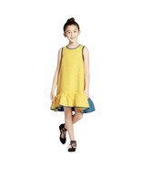 VICTORIA BECKHAM x TARGET 2T Girls Yellow Cloque Ruffle Dress Sleeveless - $367.78 MXN
