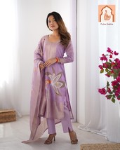&quot;Lavender Chanderi Silk suit set with Dupatta , Digital Print - $60.00