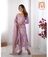 &quot;Lavender Chanderi Silk suit set with Dupatta , Digital Print - $60.00