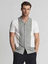 Reiss Hamish Mercerised Colourblock Cuban Collar Shirt , Size Medium - £55.79 GBP