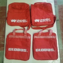 Vintage Australia Pacific Tours &amp; Globus Red Travel Bags Lot of 4, Zip Pockets  - £27.06 GBP