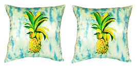 Pair of Betsy Drake Pineapple No Cord Pillows 18 Inch X 18 Inch - £63.30 GBP