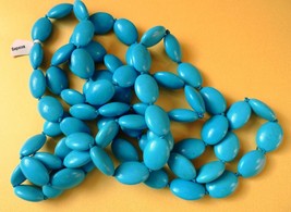 Gems Jewelry gemstone Blue Turquoise Colour Oval Long Beads Necklace 151g - £70.20 GBP