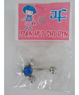 JIAN HUI SHI PIN DANGLE BELLY BUTTON PIERCING BLUE &amp; CLEAR CURVED NAVEL ... - £3.72 GBP