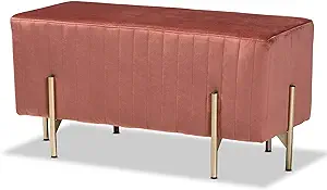 Baxton Studio Helaine Benches &amp; Banquettes, Light Pink/Gold - $235.99