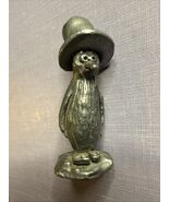 Vintage Pewter Miniature Figurine Penguin With Top Hat 2” Metal - $238.94 MXN