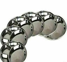 Stainless Steel Round Lunch Dinner Plate Thali 4 in 1 Compartments Dinner Plate - £38.09 GBP