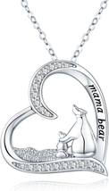 Mothers Day Gifts Basket for Mom Wife, Sterling Silver Mom Necklace Mama Bear Pe - £37.27 GBP