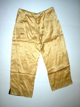 New NWT Designer Natori Gold Silk Pants Womens XS Lounge Sleep Crop Date Cool  - $295.02