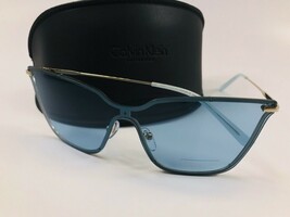 New Calvin Klein CK18115S 448 Light Blue &amp; Gold Shield Sunglasses with Case - $43.51