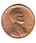 1955 Lincoln Wheat Cent - Great wheat stalks - Actual Coin Shown - $1.85