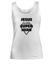 Religious TankTop Jesus Is My Super Hero White-W-TT  - £16.04 GBP