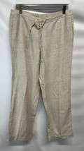 Kim Rogers Natural Linen Drawstring Pants w Pockets Casual Preppy 10P - £19.33 GBP