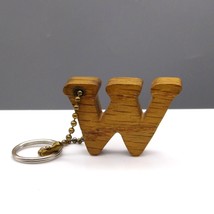 Vintage Initial W or M Keychain Fob, Carved Wood Letter - £20.28 GBP