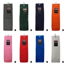 Brand Fusion Tri-Fold Velour Golf Towel. Navy, Grey, Black, White, Red, ... - $11.26