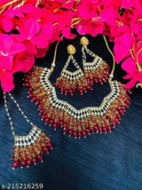 High Quality Kundan Necklace Jewelry Set Ethnic Wide Wedding Bridal 03 - £31.88 GBP