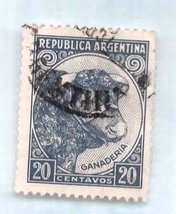 Used Argentina Postage Stamp (1942) 20 cent Ganaderia (Taurus) - Scott C... - $2.99